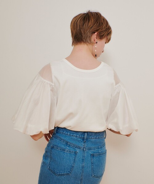 allureville(アルアバイル)の「フライスコンビボリュームスリーブプルオーバー(Tシャツ/カットソー・レディース・オフホワイト/ブラック・2)」の12枚目の写真