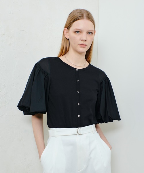 allureville(アルアバイル)の「フライスコンビボリュームスリーブプルオーバー(Tシャツ/カットソー・レディース・オフホワイト/ブラック・2)」の20枚目の写真