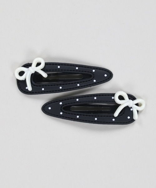 パッチンピン/ドットサイドリボン/2個セット（ヘアピン