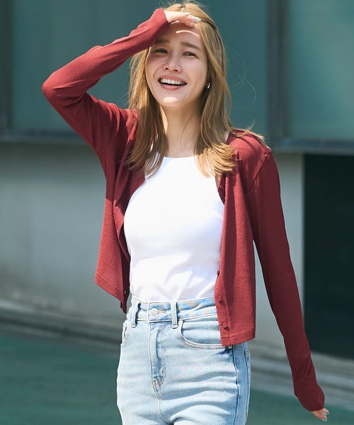 coca(coca)(コカ)の「シアージョーゼットコンパクトカーディガン(カーディガン/ボレロ・レディース・ブラック/ライトグレー/レッド/アイボリー・S/M/L)」の4枚目の写真