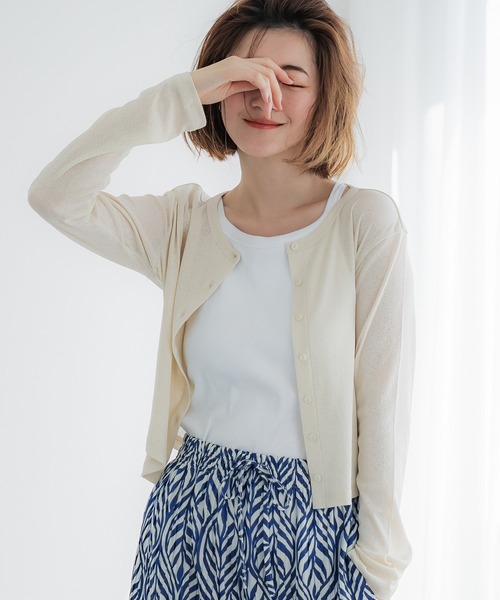 coca(coca)(コカ)の「シアージョーゼットコンパクトカーディガン(カーディガン/ボレロ・レディース・ブラック/ライトグレー/レッド/アイボリー・S/M/L)」の2枚目の写真