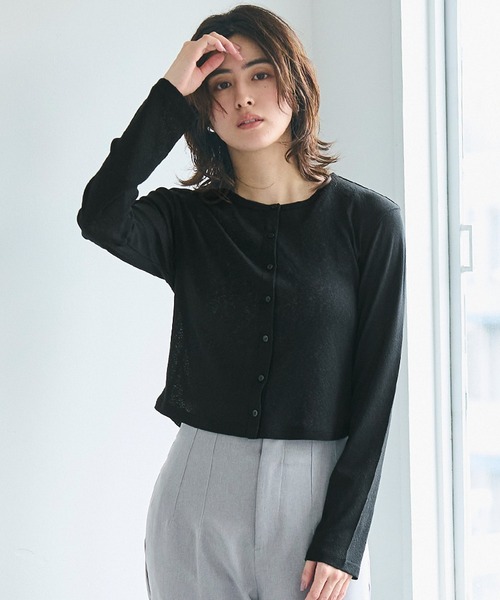 coca(coca)(コカ)の「シアージョーゼットコンパクトカーディガン(カーディガン/ボレロ・レディース・ブラック/ライトグレー/レッド/アイボリー・S/M/L)」の3枚目の写真