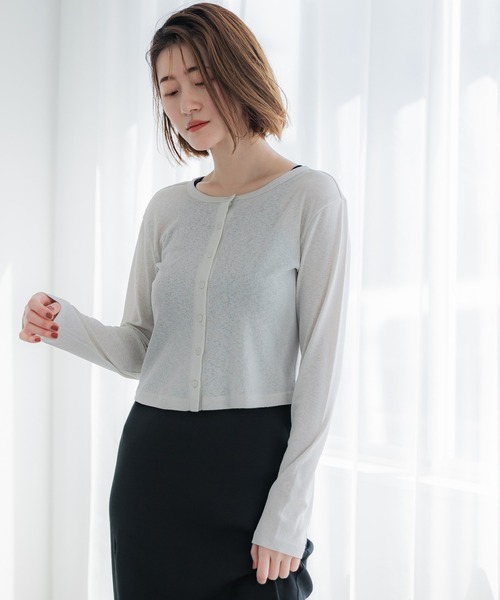 coca(coca)(コカ)の「シアージョーゼットコンパクトカーディガン(カーディガン/ボレロ・レディース・ブラック/ライトグレー/レッド/アイボリー・S/M/L)」の18枚目の写真