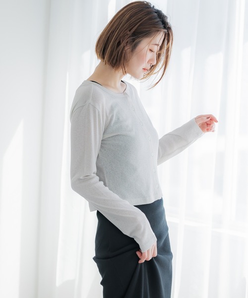 coca(coca)(コカ)の「シアージョーゼットコンパクトカーディガン(カーディガン/ボレロ・レディース・ブラック/ライトグレー/レッド/アイボリー・S/M/L)」の20枚目の写真