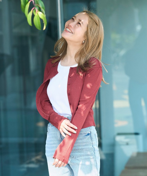 coca(coca)(コカ)の「シアージョーゼットコンパクトカーディガン(カーディガン/ボレロ・レディース・ブラック/ライトグレー/レッド/アイボリー・S/M/L)」の6枚目の写真