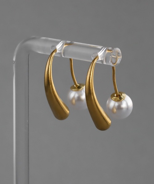 abaskdesign(アバスクデザイン)の「金属アレルギー対応 ドロップパールピアス(ピアス(両耳用)・レディース・ゴールド・FREE)」の8枚目の写真