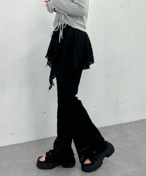 archives（アルシーヴ）の「レイヤードラッフルレースパンツ（その他パンツ・レディース・ブラック/アイボリー・MEDIUM）」の20枚目の写真