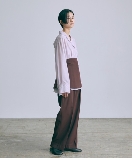 EN NEUME（エンノイム）の「Sheer Wide Cuffs Open Collar Shirt