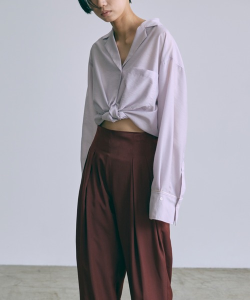 EN NEUME（エンノイム）の「Sheer Wide Cuffs Open Collar Shirt