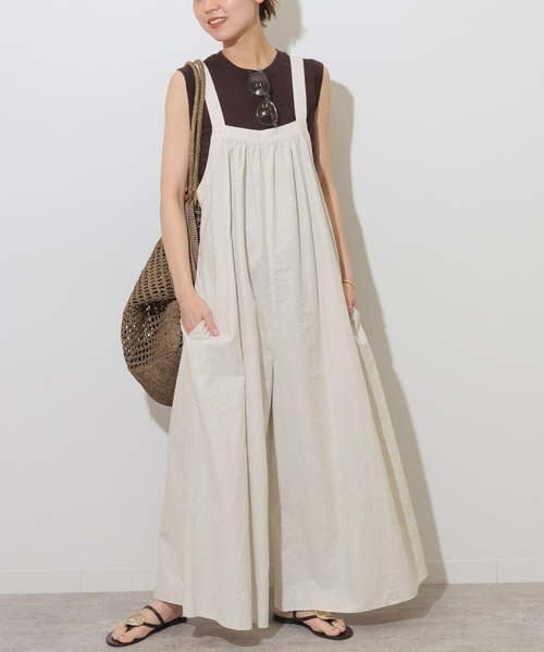 JOURNAL STANDARD relume(ジャーナルスタンダード レリューム)の「《追加2》手洗い可 / ギャザーサロペット(サロペット/オーバーオール・レディース・ネイビー/カーキ/アイボリー・FREE)」の4枚目の写真