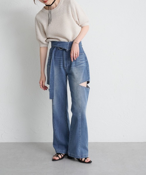 raffime カットアウトデニムパンツ S カットアウトデニムパンツ（デニムパンツ）｜raffime