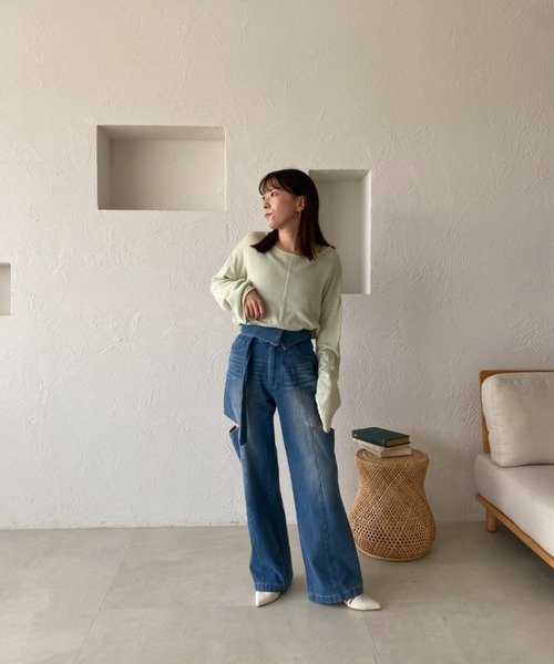 セール】カットアウトデニムパンツ（デニムパンツ）｜raffime