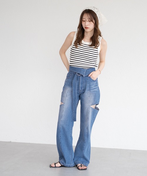 Chicana♦︎DenimレースアップブーツカットデニムCalifornia夏物 児島ジーンズ 21oz ブーツカットデニム KOJIMA GENES デニム