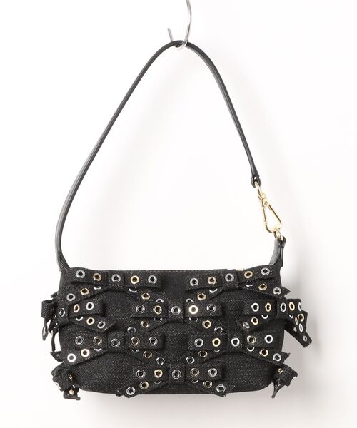 BUTTERFLY SMALL POUCH BOW EYELET MIX DENIM（ハンドバッグ