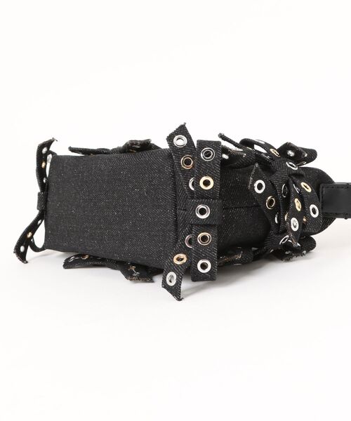 BUTTERFLY SMALL POUCH BOW EYELET MIX DENIM（ハンドバッグ