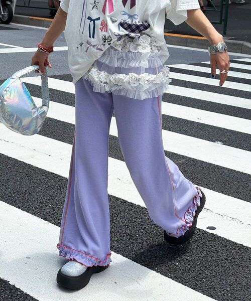 HELLO.SANFRANCISCO(ハローサンフランシスコ)の「【HELLO.SANFRANCISCO/ハローサンフランシスコ】ワッフルフレアパンツ(その他パンツ・レディース・ブラック/オレンジ/ブルー/オフホワイト/グレー/イエロー/パープル・MEDIUM/SMALL)」の5枚目の写真