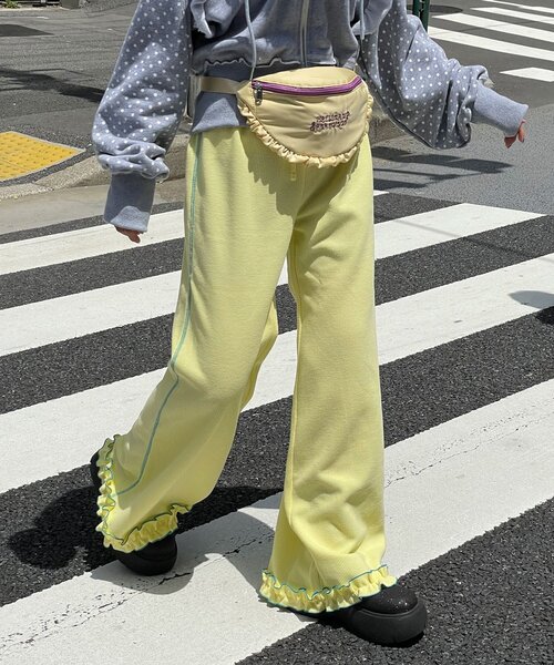 HELLO.SANFRANCISCO(ハローサンフランシスコ)の「【HELLO.SANFRANCISCO/ハローサンフランシスコ】ワッフルフレアパンツ(その他パンツ・レディース・ブラック/オレンジ/ブルー/オフホワイト/グレー/イエロー/パープル・MEDIUM/SMALL)」の6枚目の写真