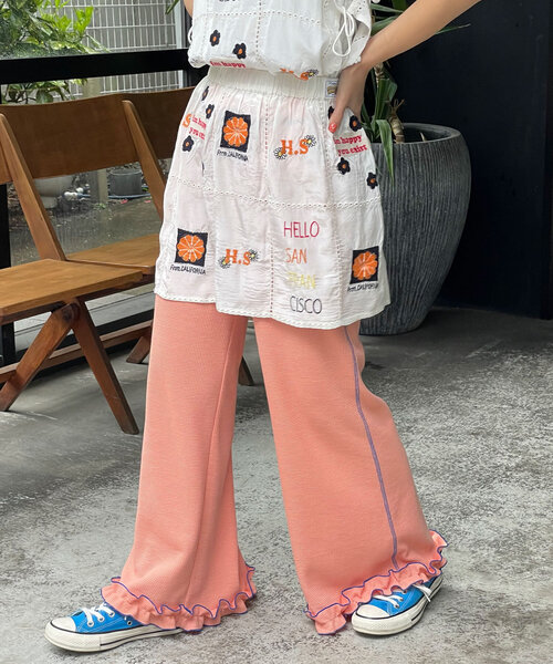 HELLO.SANFRANCISCO(ハローサンフランシスコ)の「【HELLO.SANFRANCISCO/ハローサンフランシスコ】ワッフルフレアパンツ(その他パンツ・レディース・ブラック/オレンジ/ブルー/オフホワイト/グレー/イエロー/パープル・MEDIUM/SMALL)」の7枚目の写真