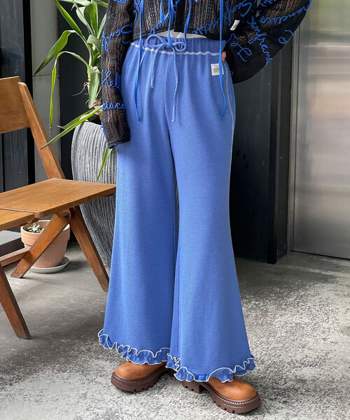 HELLO.SANFRANCISCO(ハローサンフランシスコ)の「【HELLO.SANFRANCISCO/ハローサンフランシスコ】ワッフルフレアパンツ(その他パンツ・レディース・ブラック/オレンジ/ブルー/オフホワイト/グレー/イエロー/パープル・MEDIUM/SMALL)」の4枚目の写真