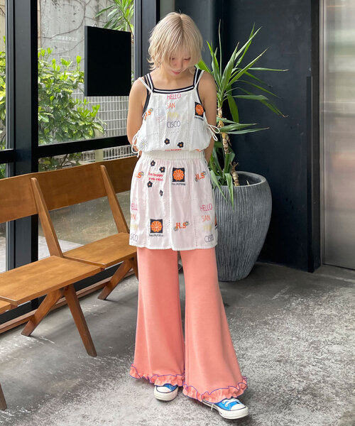 HELLO.SANFRANCISCO(ハローサンフランシスコ)の「【HELLO.SANFRANCISCO/ハローサンフランシスコ】ワッフルフレアパンツ(その他パンツ・レディース・ブラック/オレンジ/ブルー/オフホワイト/グレー/イエロー/パープル・MEDIUM/SMALL)」の14枚目の写真