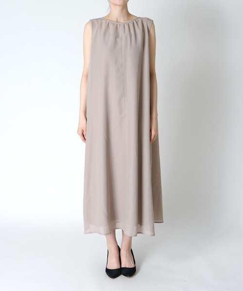 Jines（ジネス）の「【紫外線防止加工】シアーメッシュノースリワンピース（ワンピース・レディース・ネイビー/ベージュ・38）」の16枚目の写真