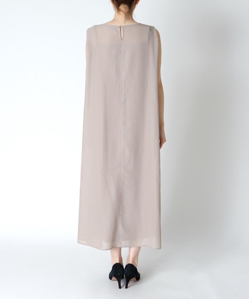 Jines（ジネス）の「【紫外線防止加工】シアーメッシュノースリワンピース（ワンピース・レディース・ネイビー/ベージュ・38）」の18枚目の写真
