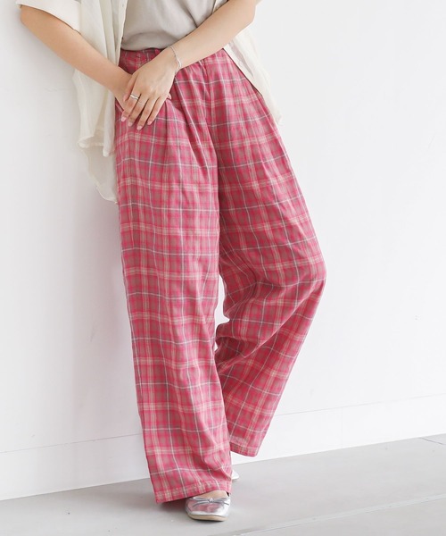 n'OrLABEL(ノアールレーベル)の「チェック柄ワイドパンツ(その他パンツ・レディース・ピンク/チャコール/ブルー・1/2)」の18枚目の写真