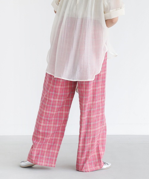 n'OrLABEL(ノアールレーベル)の「チェック柄ワイドパンツ(その他パンツ・レディース・ピンク/チャコール/ブルー・1/2)」の19枚目の写真