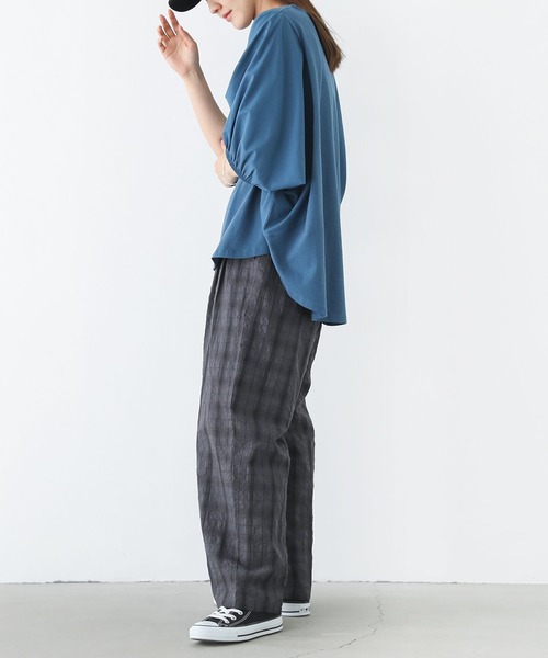 n'OrLABEL(ノアールレーベル)の「チェック柄ワイドパンツ(その他パンツ・レディース・ピンク/チャコール/ブルー・1/2)」の11枚目の写真