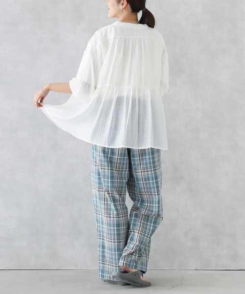 n'OrLABEL(ノアールレーベル)の「チェック柄ワイドパンツ(その他パンツ・レディース・ピンク/チャコール/ブルー・1/2)」の6枚目の写真