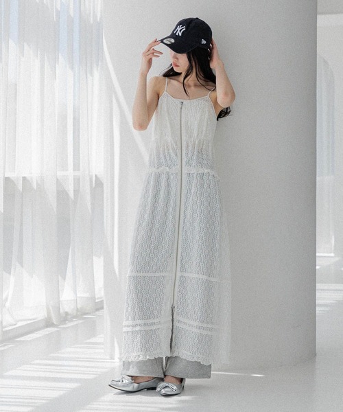 Heather（ヘザー）の「フラワーカットレースキャミワンピース 490990