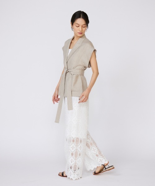 INED（イネド）の「リネンライク フレンチスリーブジャケット【セットアップ対応】（テーラードジャケット・レディース・ブラック/ベージュ・7号/9号）」の21枚目の写真