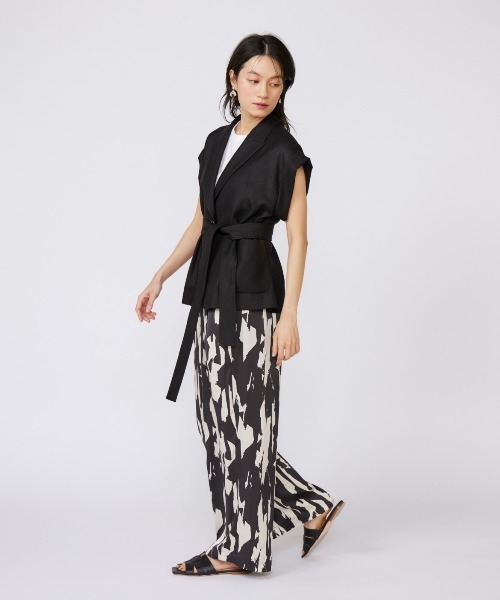 INED（イネド）の「リネンライク フレンチスリーブジャケット【セットアップ対応】（テーラードジャケット・レディース・ブラック/ベージュ・7号/9号）」の15枚目の写真