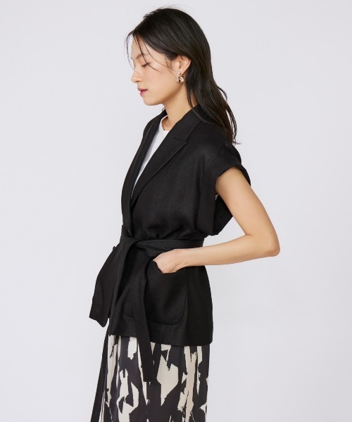 INED（イネド）の「リネンライク フレンチスリーブジャケット【セットアップ対応】（テーラードジャケット・レディース・ブラック/ベージュ・7号/9号）」の17枚目の写真