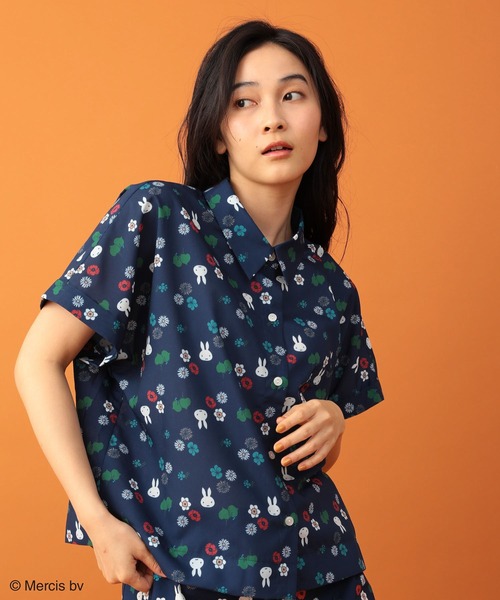 ミッフィー希少・bag in 花柄Tシャツ miffy/ミッフィー】英字プリント半袖Tシャツ Life Style by