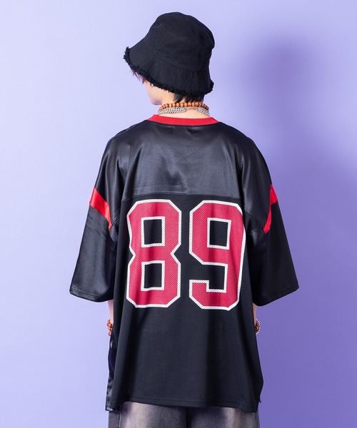 a.p.o.v.(エーピーオービー)の「a.p.o.v. サテン×メッシュ×リブ切替ナンバリングオーバーサイズフットボールシャツ(Tシャツ/カットソー・メンズ・ピンク/グレー/ブラック・ONESIZE)」の12枚目の写真