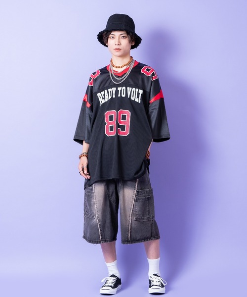 a.p.o.v.(エーピーオービー)の「a.p.o.v. サテン×メッシュ×リブ切替ナンバリングオーバーサイズフットボールシャツ(Tシャツ/カットソー・メンズ・ピンク/グレー/ブラック・ONESIZE)」の13枚目の写真