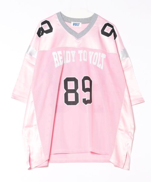 a.p.o.v.(エーピーオービー)の「a.p.o.v. サテン×メッシュ×リブ切替ナンバリングオーバーサイズフットボールシャツ(Tシャツ/カットソー・メンズ・ピンク/グレー/ブラック・ONESIZE)」の11枚目の写真
