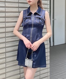 ノースリフロントジップワンピース