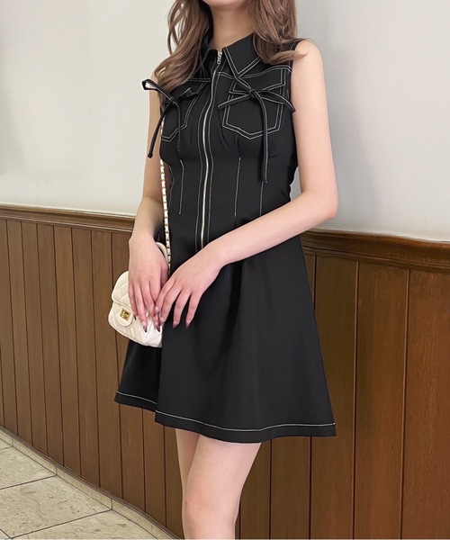 one way(ワンウェイ)の「ノースリフロントジップワンピース(ワンピース・レディース・ブラック/ホワイト/ネイビー・FREE)」の5枚目の写真