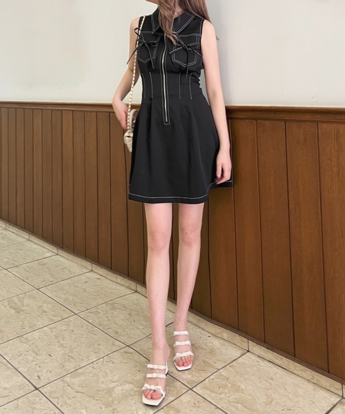 one way(ワンウェイ)の「ノースリフロントジップワンピース(ワンピース・レディース・ブラック/ホワイト/ネイビー・FREE)」の12枚目の写真