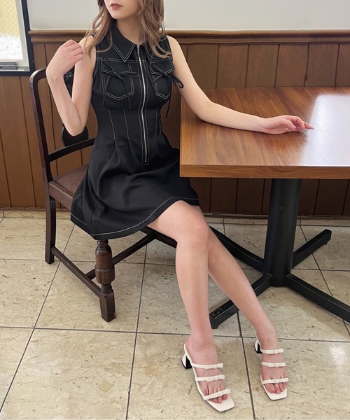 one way(ワンウェイ)の「ノースリフロントジップワンピース(ワンピース・レディース・ブラック/ホワイト/ネイビー・FREE)」の10枚目の写真