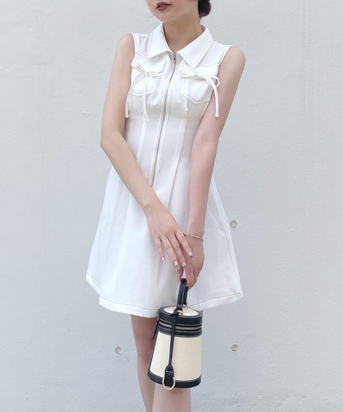 one way(ワンウェイ)の「ノースリフロントジップワンピース(ワンピース・レディース・ブラック/ホワイト/ネイビー・FREE)」の20枚目の写真