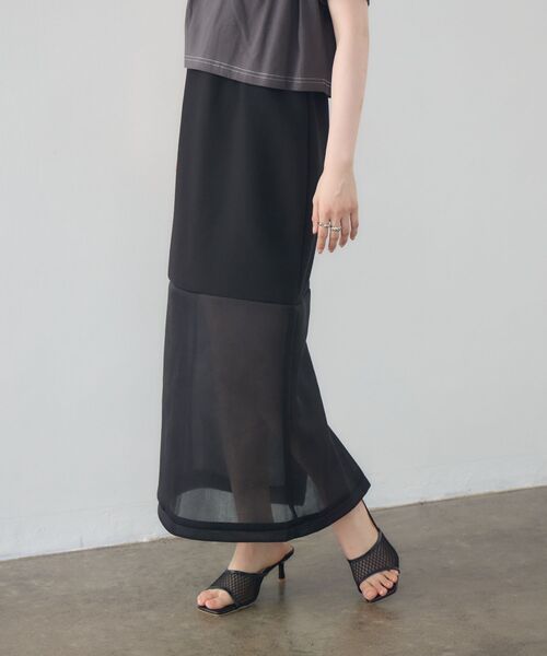 kivi（キヴィ）の「sheer combi sk（スカート・レディース・オフホワイト/ブラック/ベージュ・FREE）」の3枚目の写真