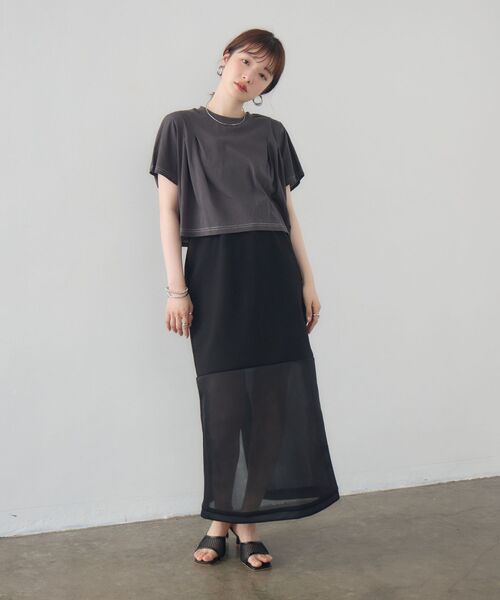 kivi(キヴィ)の「sheer combi sk(スカート・レディース・オフホワイト/ブラック/ベージュ・FREE)」の14枚目の写真