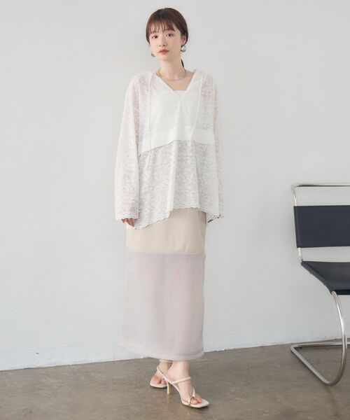 kivi（キヴィ）の「sheer combi sk（スカート・レディース・オフホワイト/ブラック/ベージュ・FREE）」の5枚目の写真