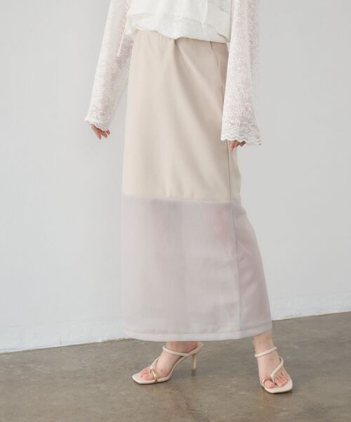 kivi（キヴィ）の「sheer combi sk（スカート・レディース・オフホワイト/ブラック/ベージュ・FREE）」の9枚目の写真