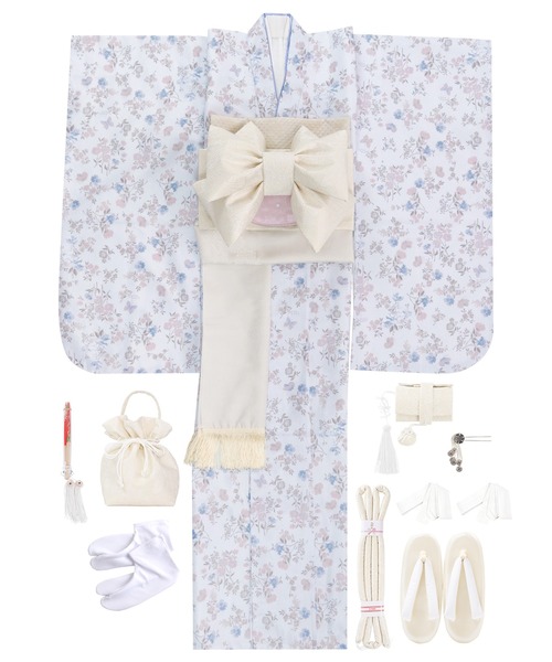 【15点セット】七五三 着物 7歳 女の子 四つ身 くすみ 七五三 着物 四つ身 7歳 女の子 15点セット くすみ（着物）｜KYOETSU