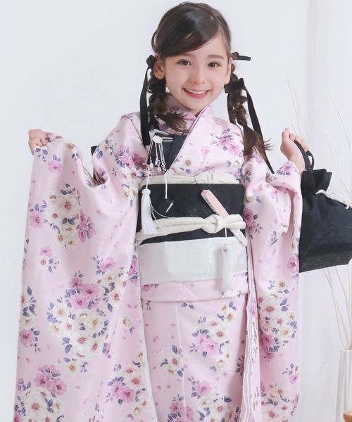 七五三 着物 四つ身 7歳 女の子 15点セット くすみ（着物）｜KYOETSU