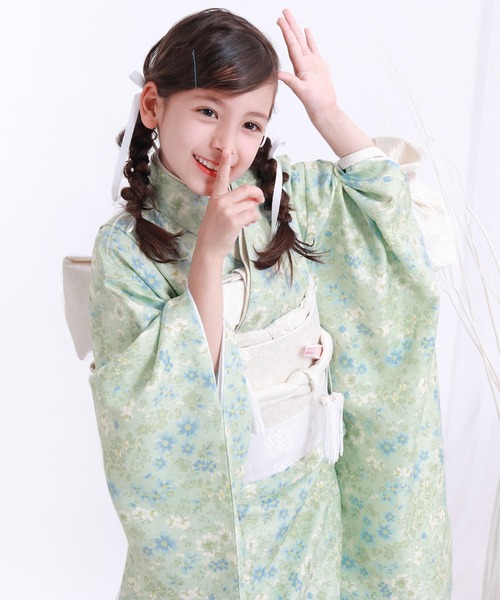 七五三 着物 四つ身 7歳 女の子 15点セット くすみ（着物）｜KYOETSU